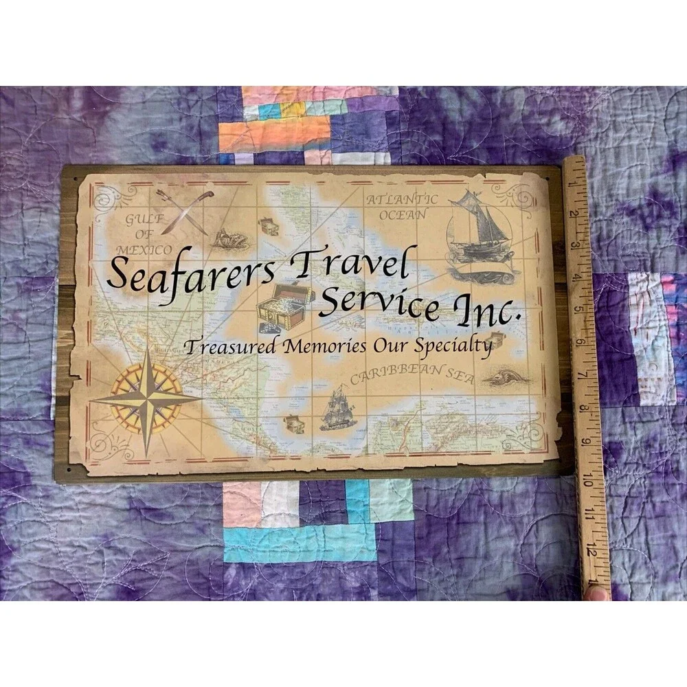 Pirate Treasure Ship Map Nautical Novelty Tin Metal Sign 16